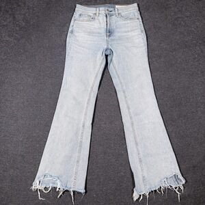 Rag and Bone Jeans Womens 23 Hana High Rise Ankle Bootcut Distressed Light Wash